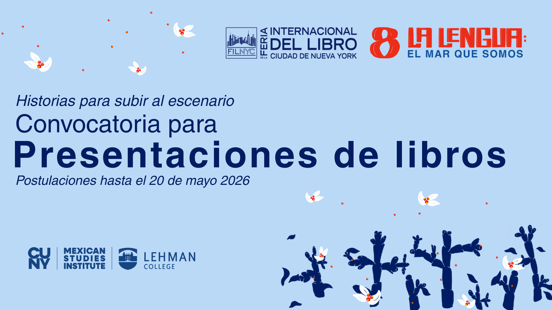 Banner presentaciones de libros FILNYC 2026